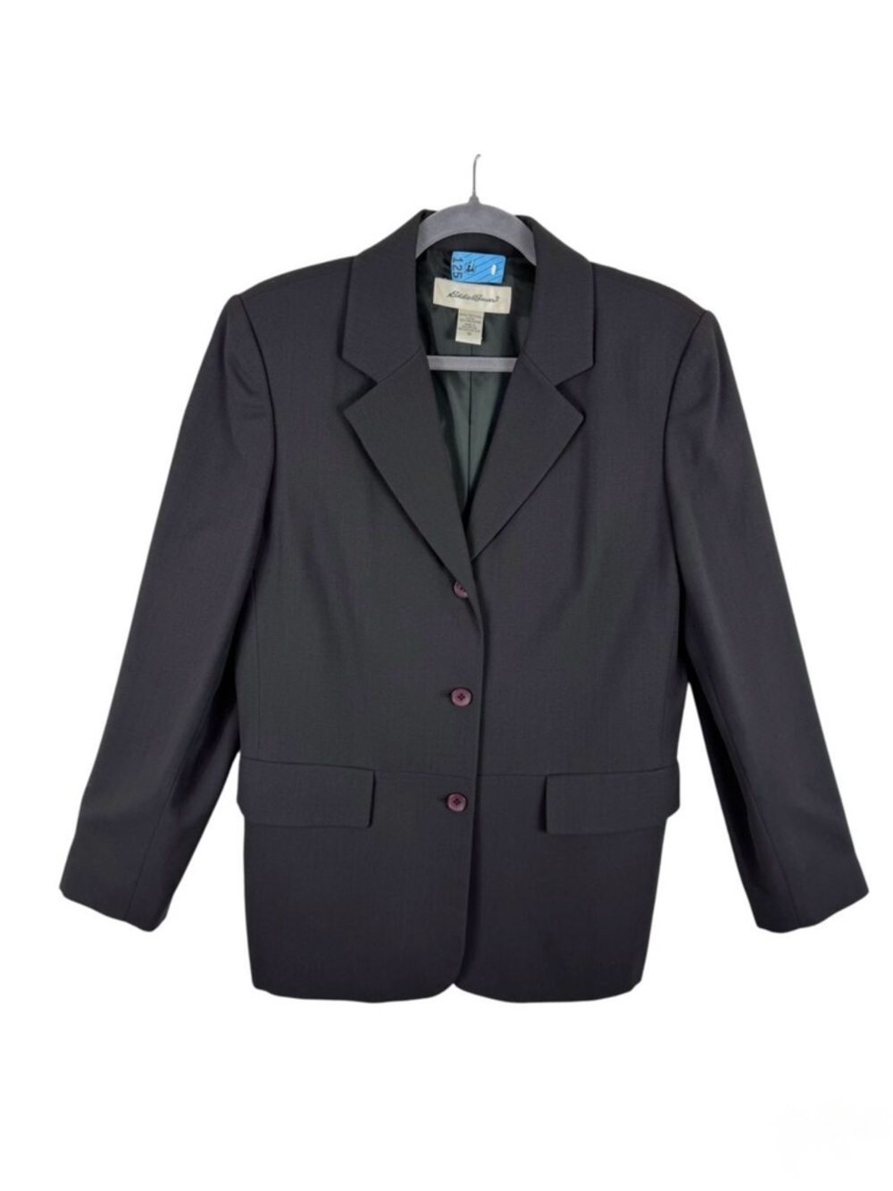 Eddie Bauer Deep Forest Green Wool Single Breasted Button Up Lined‎ Blazer Sz 10